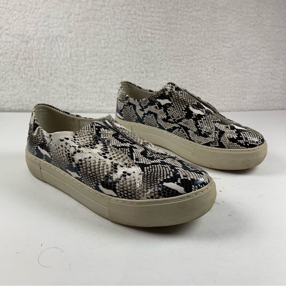 J Slides Shoes Women's 8.5 Sneakers Embossed Leather Snake Print Slip On 7509
